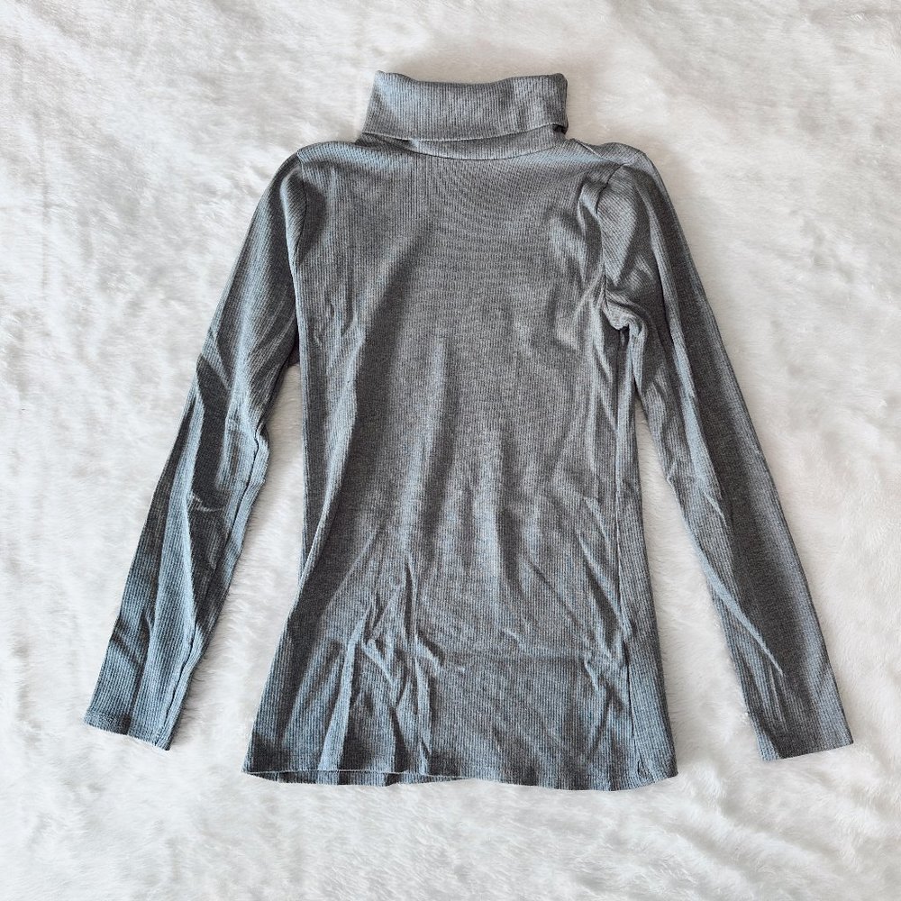 A&F Grey Ribbed Turtleneck Long Sleeve Shirt